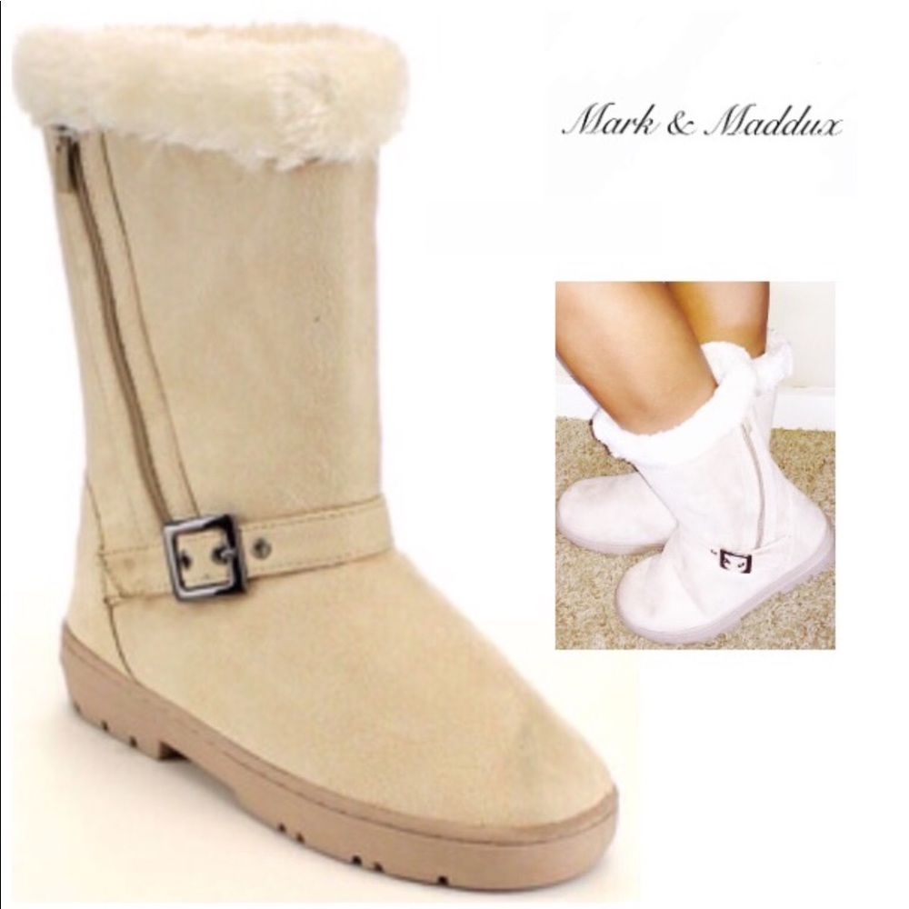 Jeff-03 Women’s shearling fur booties in sand